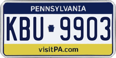 PA license plate KBU9903