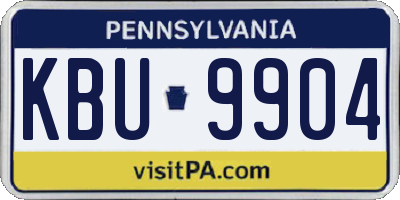 PA license plate KBU9904
