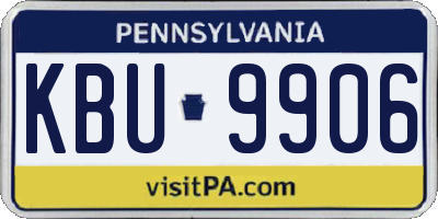 PA license plate KBU9906