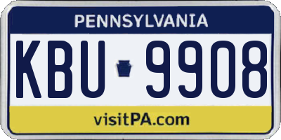 PA license plate KBU9908