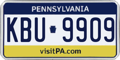 PA license plate KBU9909