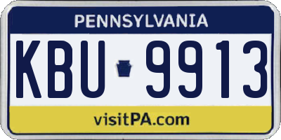 PA license plate KBU9913