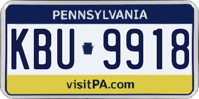 PA license plate KBU9918