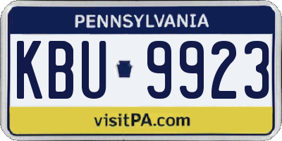 PA license plate KBU9923
