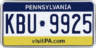 PA license plate KBU9925