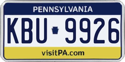 PA license plate KBU9926