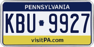 PA license plate KBU9927