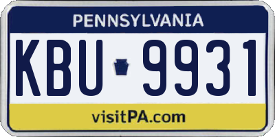 PA license plate KBU9931