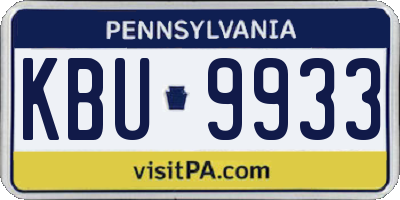 PA license plate KBU9933