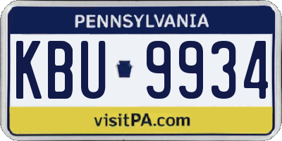 PA license plate KBU9934