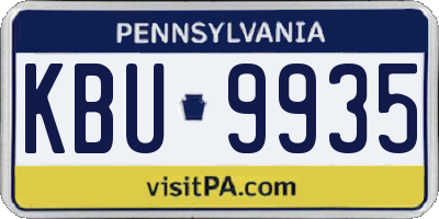 PA license plate KBU9935