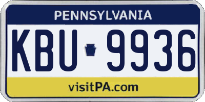 PA license plate KBU9936