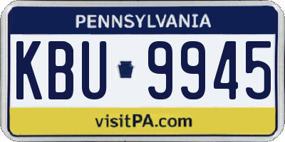 PA license plate KBU9945