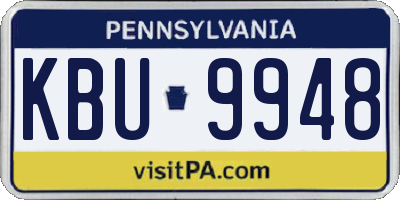 PA license plate KBU9948
