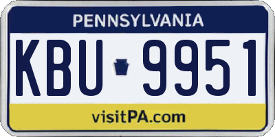 PA license plate KBU9951