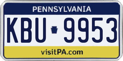 PA license plate KBU9953