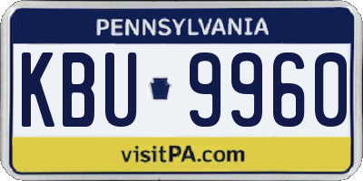 PA license plate KBU9960