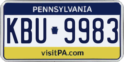 PA license plate KBU9983