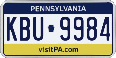 PA license plate KBU9984