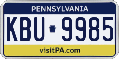 PA license plate KBU9985