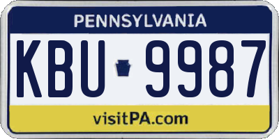 PA license plate KBU9987