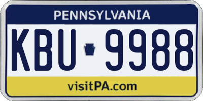 PA license plate KBU9988