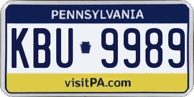 PA license plate KBU9989