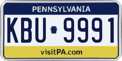 PA license plate KBU9991