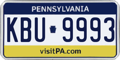 PA license plate KBU9993