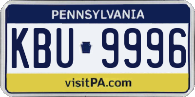 PA license plate KBU9996