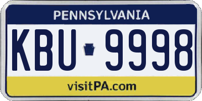 PA license plate KBU9998
