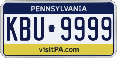 PA license plate KBU9999