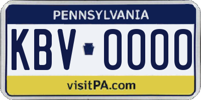 PA license plate KBV0000