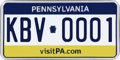 PA license plate KBV0001