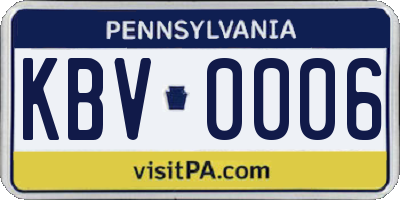 PA license plate KBV0006