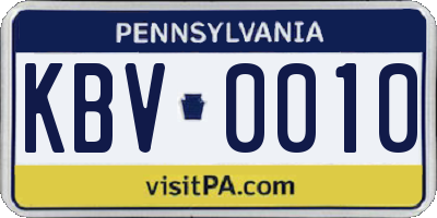 PA license plate KBV0010