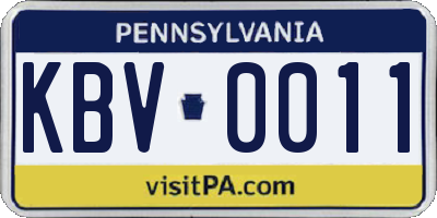 PA license plate KBV0011