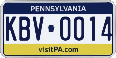 PA license plate KBV0014
