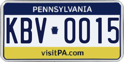 PA license plate KBV0015