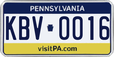 PA license plate KBV0016