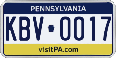 PA license plate KBV0017