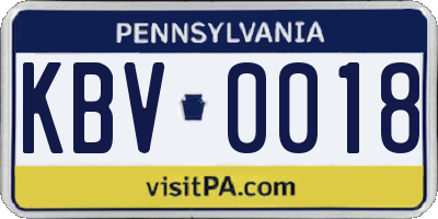 PA license plate KBV0018