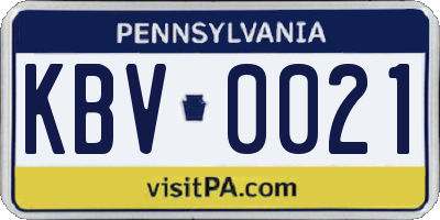 PA license plate KBV0021