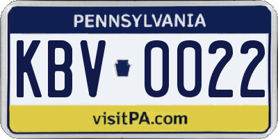 PA license plate KBV0022