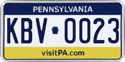 PA license plate KBV0023
