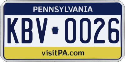 PA license plate KBV0026