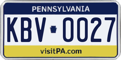 PA license plate KBV0027