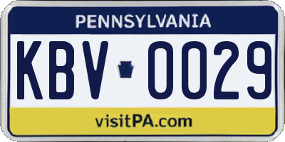 PA license plate KBV0029
