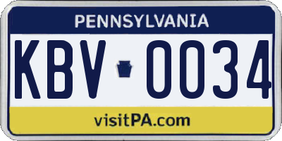 PA license plate KBV0034