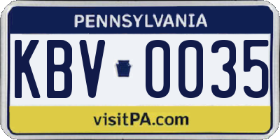 PA license plate KBV0035